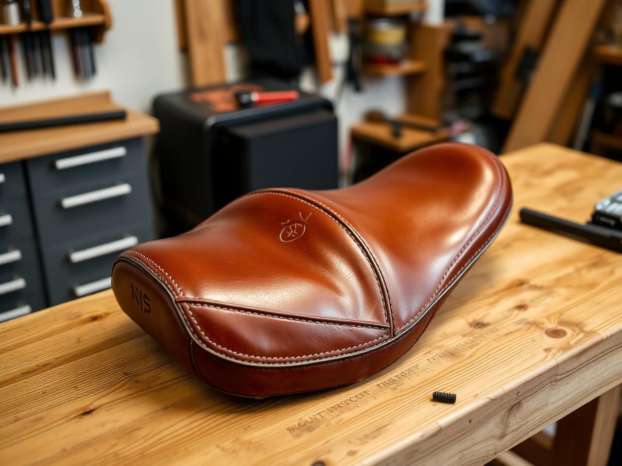 Brown Leather Solo Seat — Hand Stitched
